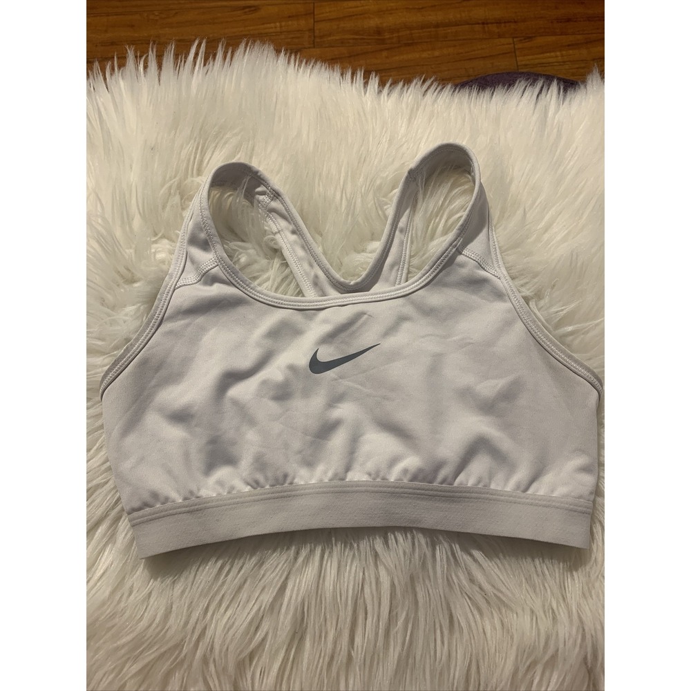 Nike Dri Fit White Medium Sports Bra Unlined Racerback